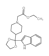 Ethyl (4-(2-(1H-indol-2-yl)-1,3-dioxolan-2-yl)-1-piperidinyl)acetate structure