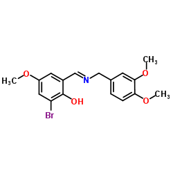 2-Bromo-6-{(E)-[(3,4-dimethoxybenzyl)imino]methyl}-4-methoxyphenol结构式