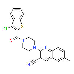 Piperazine, 1-[(3-chlorobenzo[b]thien-2-yl)carbonyl]-4-(3-cyano-6-methyl-2-quinolinyl)- (9CI) Structure