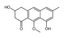 3,8-dihydroxy-9-methoxy-6-methyl-3,4-dihydro-2H-anthracen-1-one结构式