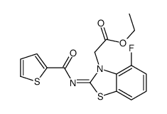 ethyl 2-[4-fluoro-2-(thiophene-2-carbonylimino)-1,3-benzothiazol-3-yl]acetate结构式