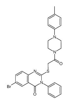 1-[(6-bromo-4-oxo-3-phenyl-3,4-dihydro-quinazolin-2-ylsulfanyl)-acetyl]-4-p-tolyl-piperazine Structure