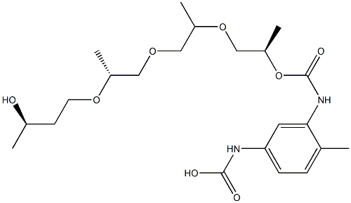 1,3-丁二醇与Α-丁基-Ω-羟基聚[氧(甲基-1,2-亚乙基)]和1,3-二异氰酸根合甲苯的聚合物 Α-丁基-Ω-羟基聚[氧(甲基-1,2-亚乙基)]、1,3-丁二醇、1,3-二异氰酸根合甲苯的聚合物结构式