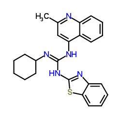 1-(1,3-Benzothiazol-2-yl)-2-cyclohexyl-3-(2-methyl-4-quinolinyl)guanidine Structure