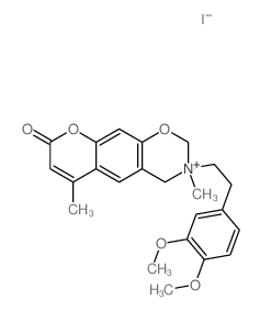 8H,8H-Pyrylo[3,2-g]-1,3-benzoxazinium,3-[2-(3,4-dimethoxyphenyl)ethyl]-2,3,4-trihydro-3,6-dimethyl-8-oxo-, iodide(1:1) Structure