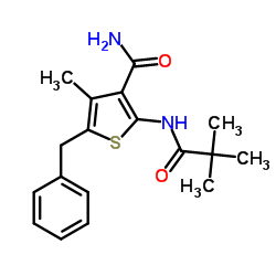5-Benzyl-2-[(2,2-dimethylpropanoyl)amino]-4-methyl-3-thiophenecarboxamide结构式