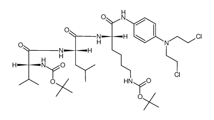 N-[Nα-(tert-buthoxycarbonyl)-D-valylleucyl-Nε-(tert-buthoxycarbonyl)lysyl]-N',N'-bis(2-chloroethyl)-p-phenylenediamine结构式