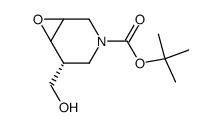 (5R)-5-hydroxymethyl-7-oxa-3-azabicyclo[4.1.0]heptane-3-carboxylic acid tert-butyl ester结构式
