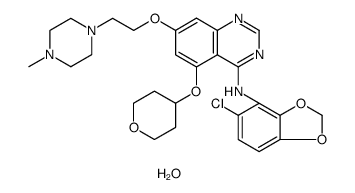 4-Quinazolinamine, N-(5-chloro-1,3-benzodioxol-4-yl)-7-[2-(4-methyl-1-piperazinyl)ethoxy]-5-[(tetrahydro-2H-pyran-4-yl)oxy]-, hydrate (1:3)结构式