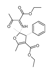 5-((Acetyl)(ethoxycarbonyl)methylenamino)-4,5-dihydro-2,5-dimethyl-4-phenyl-3-furancarbonsaeure-ethylester结构式