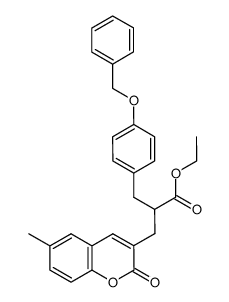 ethyl 2-(4-(benzyloxy)benzyl)-3-(6-methyl-2-oxo-2H-chromen-3-yl)propanoate结构式