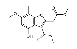 methyl 4-hydroxy-6-methoxy-7-methyl-3-propionylbenzofuran-2-ylacetate Structure