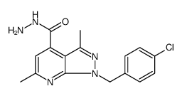 1H-Pyrazolo[3,4-b]pyridine-4-carboxylic acid, 1-[(4-chlorophenyl)methyl]-3,6-dimethyl-, hydrazide Structure