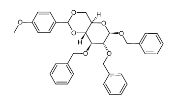 4,6-Di-O-(p-methoxybenzylidene)-1,2,3-tri-O-benzyl-β-D-glucopyranose结构式
