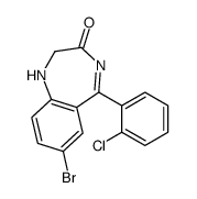 7-bromo-5-(2-chlorophenyl)-1,2-dihydro-1,4-benzodiazepin-3-one结构式