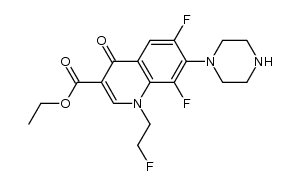 ethyl 6,8-difluoro-1-(2-fluoroethyl)-1,4-dihydro-4-oxo-7-(1-piperazinyl)-3-quinolinecarboxylate结构式