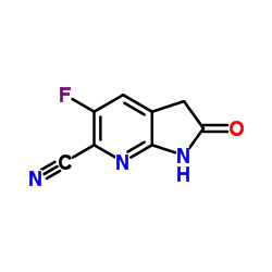 5-Fluoro-2-oxo-2,3-dihydro-1H-pyrrolo[2,3-b]pyridine-6-carbonitrile Structure