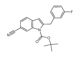 6-cyano-2-(3-fluoro-benzyl)-indole-1-carboxylic acid tert-butyl ester Structure