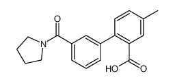 5-methyl-2-[3-(pyrrolidine-1-carbonyl)phenyl]benzoic acid结构式