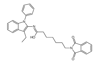 7-(1,3-dioxoisoindol-2-yl)-N-(3-ethyl-1-phenylindol-2-yl)heptanamide结构式