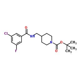 2-Methyl-2-propanyl 4-{[(3-chloro-5-fluorobenzoyl)amino]methyl}-1-piperidinecarboxylate Structure