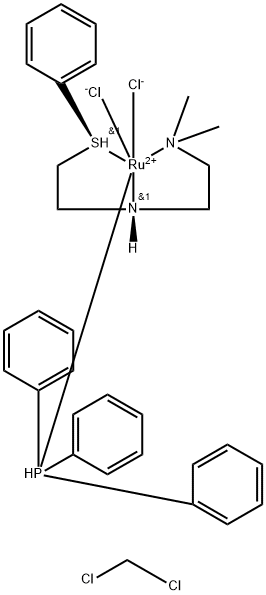 Dichloro[rel-[N2(S)]-N1,N1-dimethyl-N2-[2-[(R)-phenylthio-κS]ethyl]-1,2-ethanediamine-κNN1,κN2](triphenylphosphine)ruthenium(II), compd. with dichloromethane Structure