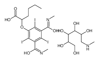 6-(methylamino)hexane-1,2,3,4,5-pentol,2-[2,4,6-triiodo-3,5-bis(methylcarbamoyl)phenoxy]hexanoic acid结构式