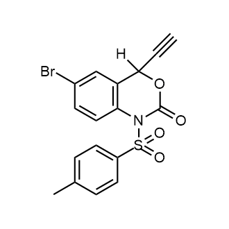 6-溴-4-乙炔基-1-甲苯磺酰基-1,4-二氢2H-苯并[d][1,3]噁嗪-2-酮结构式