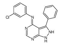 N-(3-chlorophenyl)-3-phenyl-2H-pyrazolo[3,4-d]pyrimidin-4-amine Structure