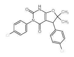 4,7-bis(4-chlorophenyl)-8,8-dimethyl-9-oxa-2,4-diazabicyclo[4.3.0]non-10-ene-3,5-dione structure