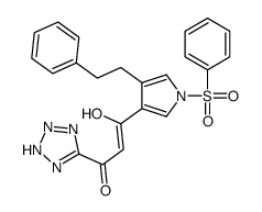 3-[1-(benzenesulfonyl)-4-(2-phenylethyl)pyrrol-3-yl]-3-hydroxy-1-(2H-tetrazol-5-yl)prop-2-en-1-one结构式