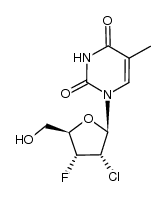 1-(2-chloro-2,3-dideoxy-3-fluoro-β-D-ribofuranosyl)thymine结构式