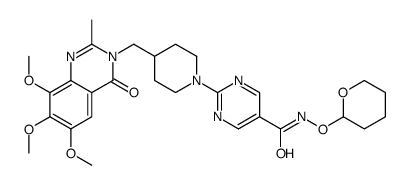 5-Pyrimidinecarboxamide,N-[(tetrahydro-2H-pyran-2-yl)oxy]-2-[4-[(6,7,8-trimethoxy-2-methyl-4-oxo-3(4H)-quinazolinyl)methyl]-1-piperidinyl]-结构式