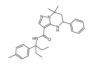 N-[1-ethyl-1-(4-methylphenyl)propyl]-7,7-dimethyl-5-phenyl-4,5,6,7-tetrahydropyrazolo[ 1,5-a]pyrimidine-3-carboxamide结构式