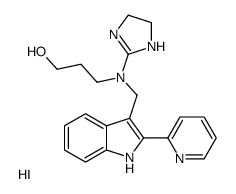 1-Propanol, 3-((4,5-dihydro-1H-imidazol-2-yl)((2-(2-pyridinyl)-1H-indo l-3-yl)methyl)amino)-, monohydroiodide picture