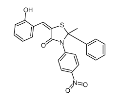 (5Z)-5-[(2-hydroxyphenyl)methylidene]-2-methyl-3-(4-nitrophenyl)-2-phenyl-1,3-thiazolidin-4-one结构式