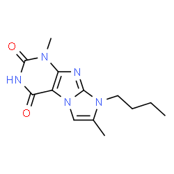 1-Butyl-2,7-dimethyl-1H,7H-1,3a,5,7,8-pentaaza-cyclopenta[a]indene-4,6-dione结构式