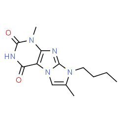 1-Butyl-2,7-dimethyl-1H,7H-1,3a,5,7,8-pentaaza-cyclopenta[a]indene-4,6-dione structure