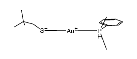 (dimethylphenylphosphane)gold(I) neopentylthiolate Structure