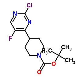 4-(2-氯-5-氟嘧啶-4-基)哌啶-1-羧酸叔丁酯结构式