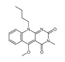 10-Butyl-5-methoxy-3-methyl-10H-pyrimido[4,5-b]quinoline-2,4-dione结构式