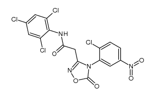 4-(2-chloro-5-nitrophenyl)-3-[2-oxo-2-(2,4,6-trichloroanilino)ethyl]-1,2,4-oxadiazolin-5-one结构式