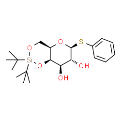 (4aR,6S,7R,8R,8aR )-2,2-二-叔丁基-6-(苯硫基)六氢吡喃[3,2-d][1,3,2]二恶英-7, 8-二醇结构式