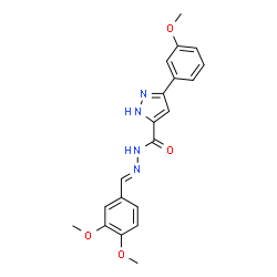 N'-(3,4-dimethoxybenzylidene)-3-(3-methoxyphenyl)-1H-pyrazole-5-carbohydrazide结构式