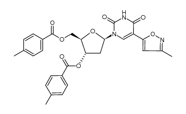 ((2R,3S,5R)-3-((4-methylbenzoyl)oxy)-5-(5-(3-methylisoxazol-5-yl)-2,4-dioxo-3,4-dihydropyrimidin-1(2H)-yl)tetrahydrofuran-2-yl)methyl 4-methylbenzoate结构式