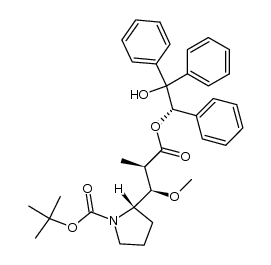[2S-[2R*[(R*),α(S*),β(S*)]]]-1-[(1,1-Dimethylethoxy)carbonyl]-β-methoxy-α-methyl-2-pyrrolidinepropanoic acid 2-hydroxy-1,2,2-triphenylethyl ester结构式
