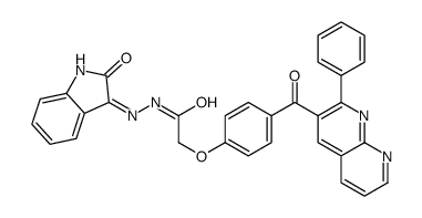 N'-(2-oxoindol-3-yl)-2-[4-(2-phenyl-1,8-naphthyridine-3-carbonyl)phenoxy]acetohydrazide结构式