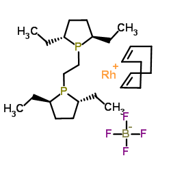 1,2-双((2R,5R)-2,5-二乙基膦基乙烷)乙烷(环辛二烯)四氟硼酸铑(I)结构式
