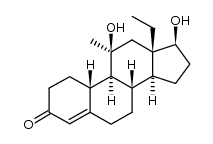 D-13β-ethyl-11β,17β-dihydroxy-11α-methylgon-4-en-3-one Structure