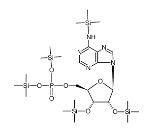 N-(Trimethylsilyl)-2'-O,3'-O-bis(trimethylsilyl)adenosine 5'-[phosphoric acid bis(trimethylsilyl)] ester结构式